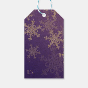 Indigo White Snowflakes Minimalist Christmas Gift Tags