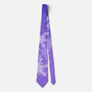 Indigo White Snowflakes Minimalist Christmas Tie