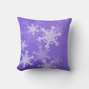 Indigo White Snowllakes Minimalist Christmas Throw Pillow