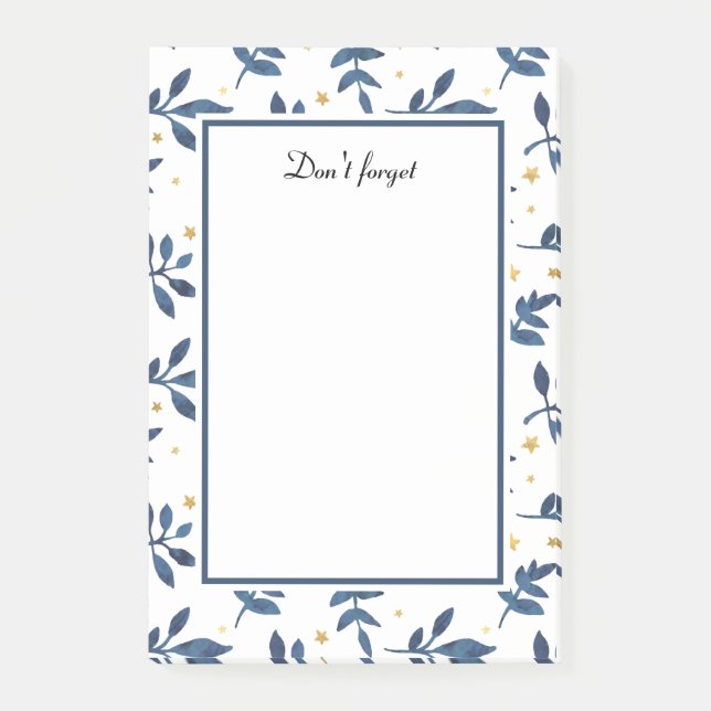 Indigo with gold faux stars post-it notes (Front)