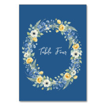 Indigo & Yellow Bloom Table Number