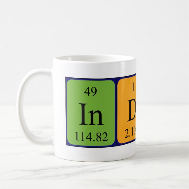 Indira periodic table name mug (Left)