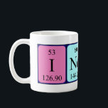 Indira periodic table name mug<br><div class="desc">Indira spelled out as I Nd I Ra (Iodine Neodymium Iodine Radium) on a mug for the scientist in you.</div>