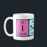 Indira periodic table name mug<br><div class="desc">Indira spelled out as I Nd I Ra (Iodine Neodymium Iodine Radium) on a mug for the scientist in you.</div>