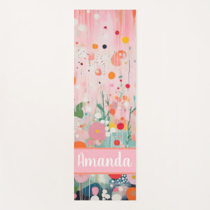 individual colourful flower acryl painting style yoga mat