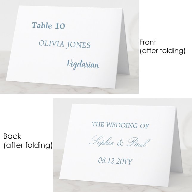 Individual Guest Dusty Blue Wedding Place Card (Creator Uploaded)