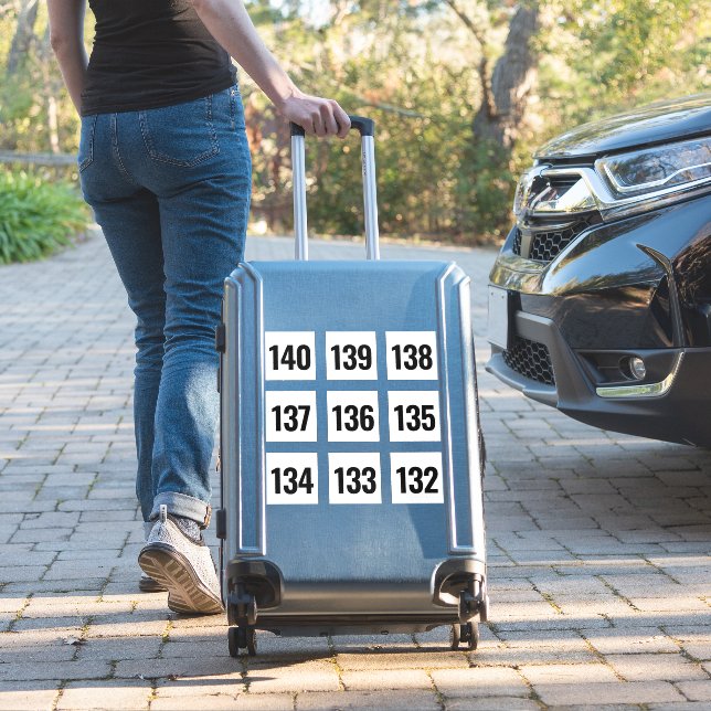 Individual Large Number Stickers for Auction (Suitcase Insitu)