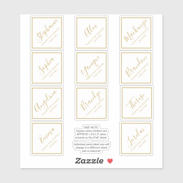 Individual Name Square Party Favour Box (Sheet)