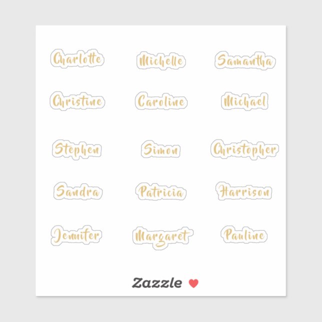 Individual Names Elegant Gold Calligraphy Script (Sheet)