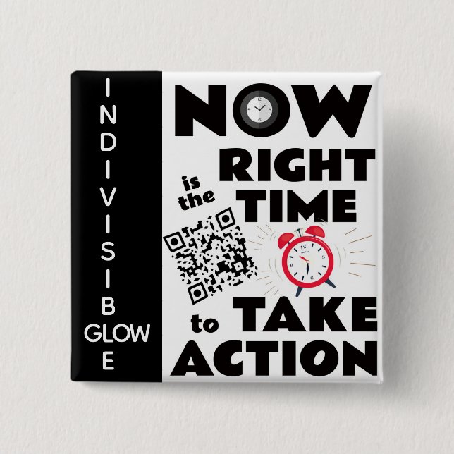 Indivisible GLOW VISIBILITY  2 Inch Square Button (Front)