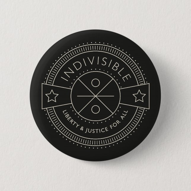 Indivisible, with liberty and justice for all. 2 inch round button (Front)