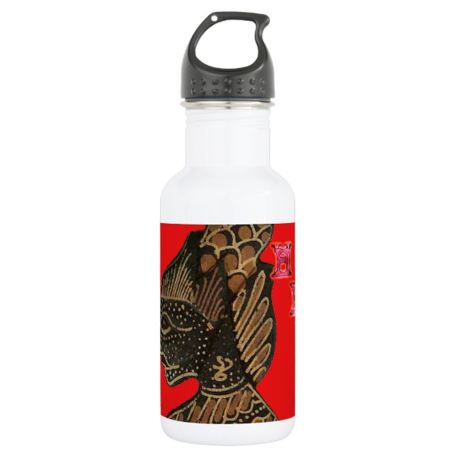 Indonesi Shadow Puppet Hohoho Design on Red canvas 532 Ml Water Bottle (Front)