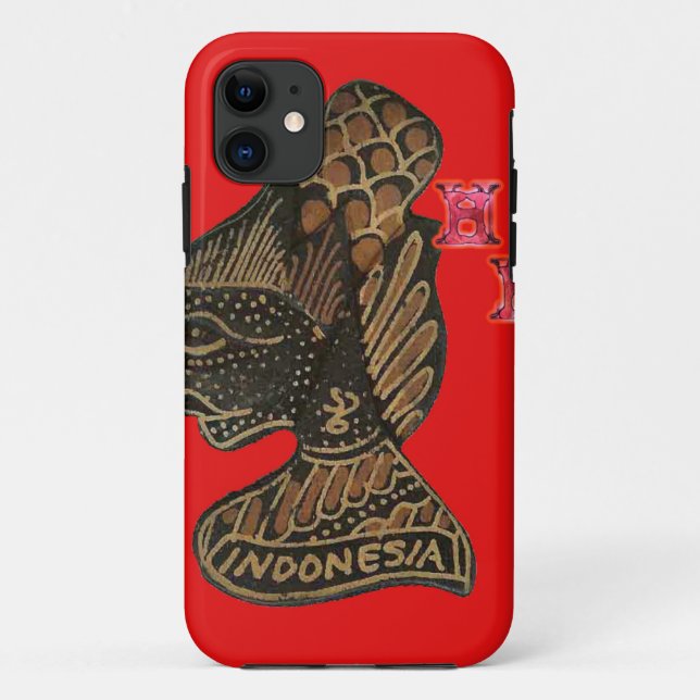Indonesi Shadow Puppet Hohoho Design on Red canvas Case-Mate iPhone Case (Back)