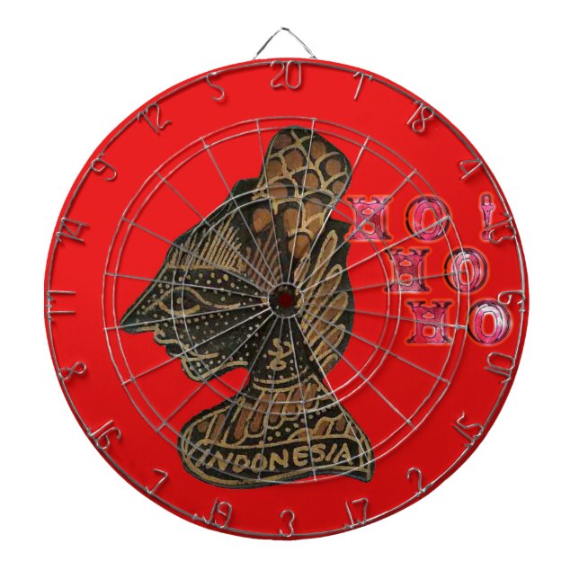 Indonesi Shadow Puppet Hohoho Design on Red canvas Dartboard (Front)