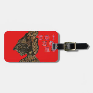 Indonesi Shadow Puppet Hohoho Design on Red canvas Luggage Tag