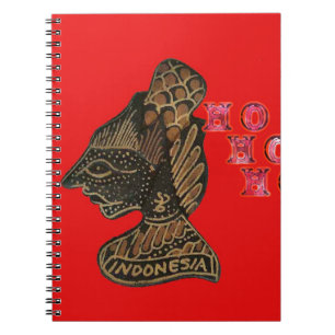 Indonesi Shadow Puppet Hohoho Design on Red canvas Notebook