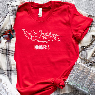 Indonesia Country Map Border Shape Indonesian Line T-Shirt