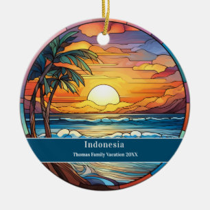 Indonesia Custom Beach Vacation Ceramic Ornament