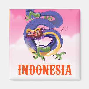 Indonesia Dragon retro travel poster Magnet