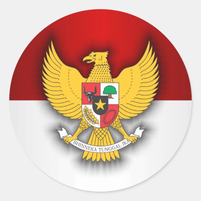 Indonesia Flag and Emblem Classic Round Sticker (Front)