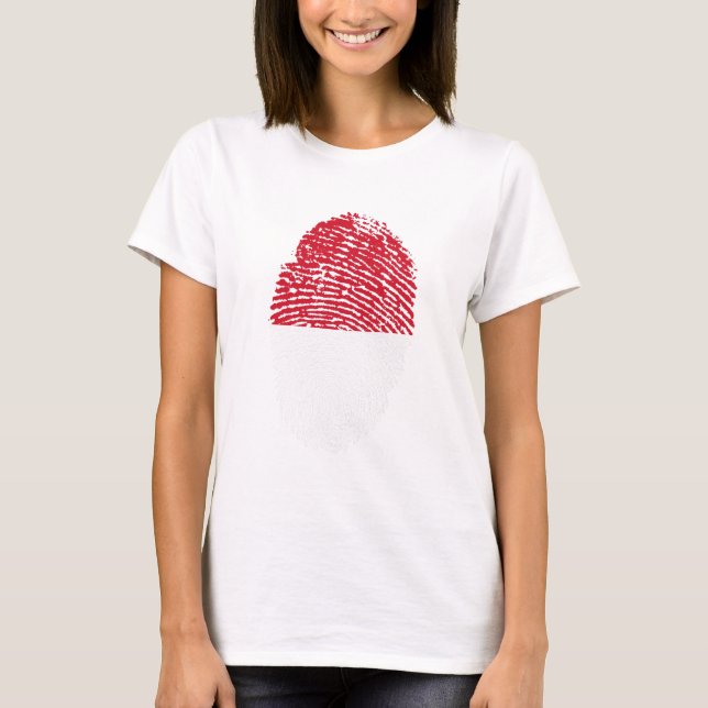 Indonesia Flag Fingerprint Country Pride T-Shirt (Front)