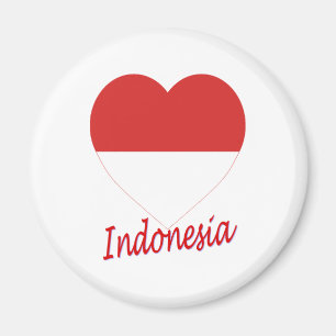 Indonesia Flag Heart Magnet