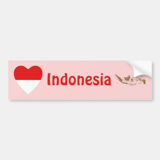 Indonesia Flag Heart + Map Bumper Sticker