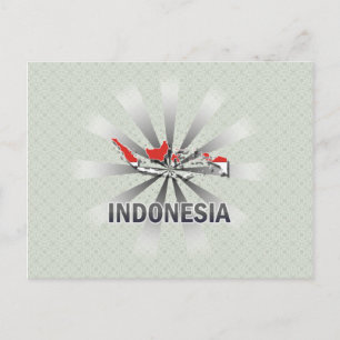 Indonesia Flag Map 2.0 Postcard