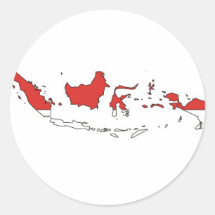 Indonesia flag map classic round sticker