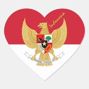 Indonesia Heart Sticker, Patriotic Indonesian Flag Sticker