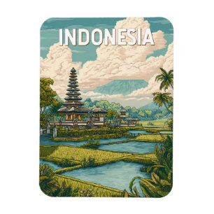 Indonesia Illustration Travel Art Vintage Magnet
