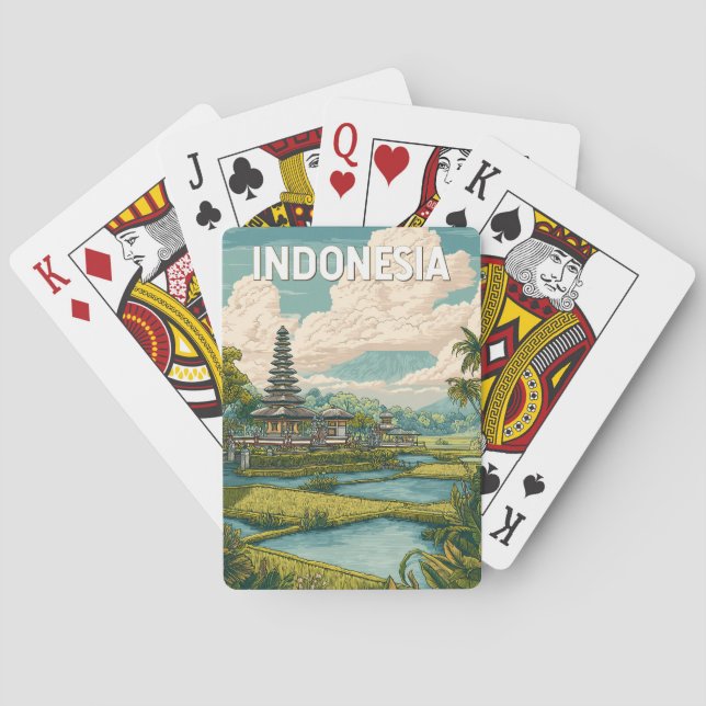Indonesia Illustration Travel Art Vintage Playing Cards (Back)