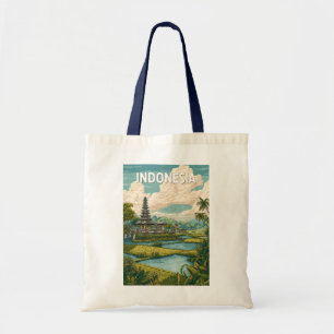 Indonesia Illustration Travel Art Vintage Tote Bag