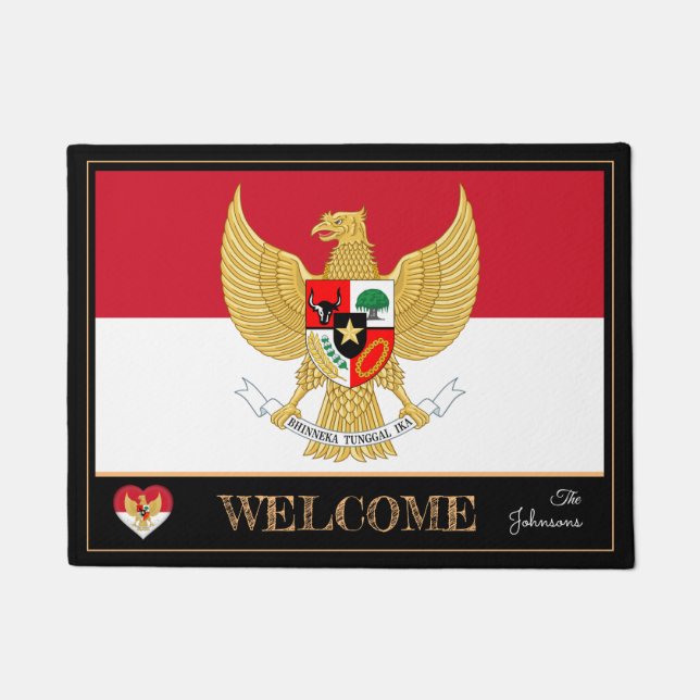 Indonesia & Indonesian Flag mats /sports Welcome (Front)