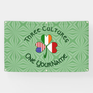Indonesia Ireland USA Shamrock Flag Personalized Banner