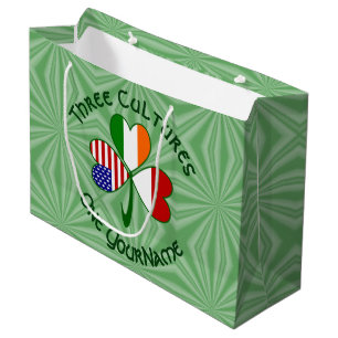 Indonesia Ireland USA Shamrock Flag Personalized Large Gift Bag
