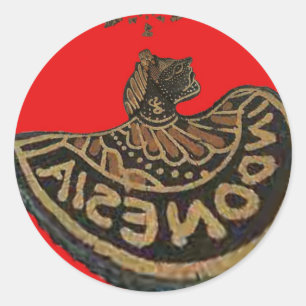 Indonesia Javanese Shadow Puppet Cultural Art Classic Round Sticker