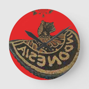 Indonesia Javanese Shadow Puppet Cultural Art Round Clock