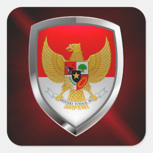 Indonesia Metallic Emblem Square Sticker