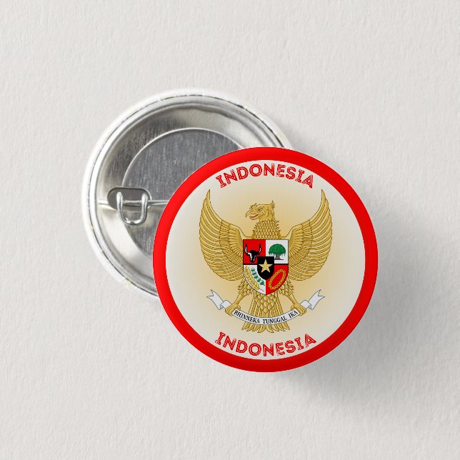 Indonesia National Emblem Circle Shape 1 Inch Round Button (Front & Back)