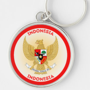 Indonesia National Emblem Circle Shape Keychain