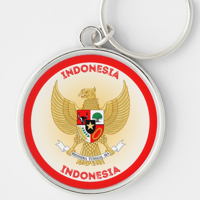 Indonesia National Emblem Circle Shape Keychain (Front)