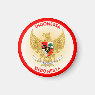 Indonesia National Emblem Circle Shape Magnet