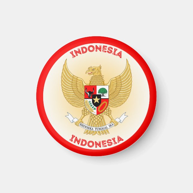 Indonesia National Emblem Circle Shape Magnet (Front)