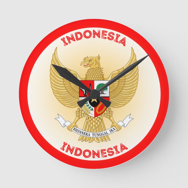 Indonesia National Emblem Circle Shape Round Clock (Front)