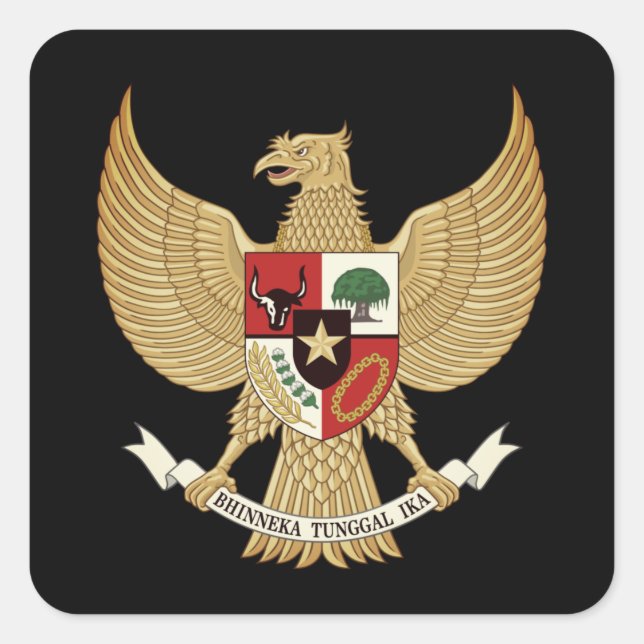 Indonesia National Emblem Square Sticker (Front)