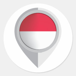 Indonesia Pin Location Flag Classic Round Sticker