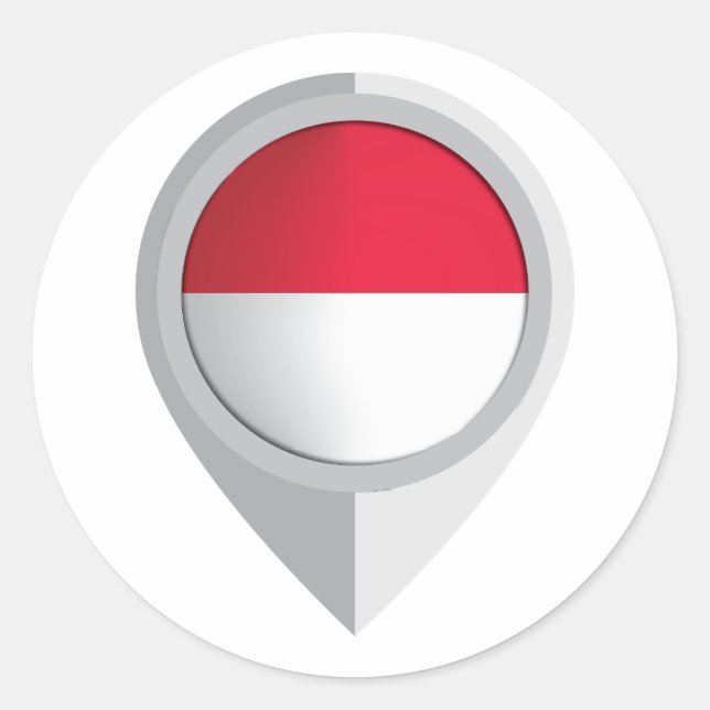 Indonesia Pin Location Flag Classic Round Sticker (Front)