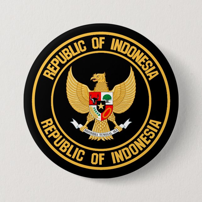 Indonesia Round Emblem 3 Inch Round Button (Front)