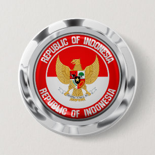 Indonesia Round Emblem 3 Inch Round Button